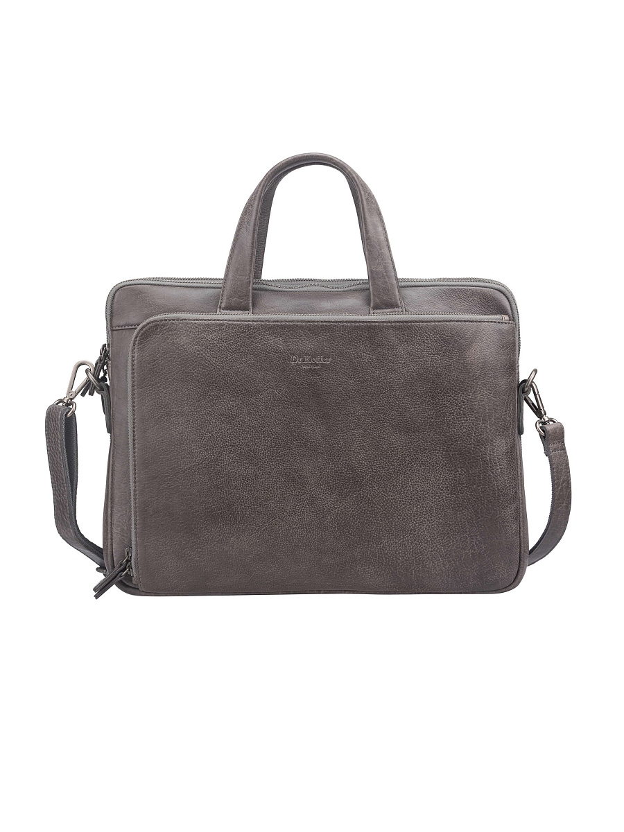Сумка для документов Dr. Koffer из натуральной кожи серая