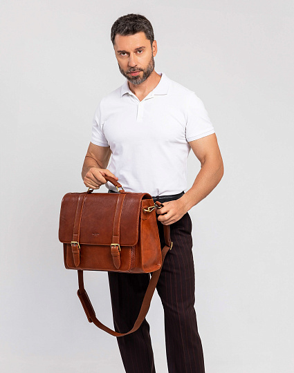 Портфель Dr.Koffer из натуральной кожи светло-коричневый