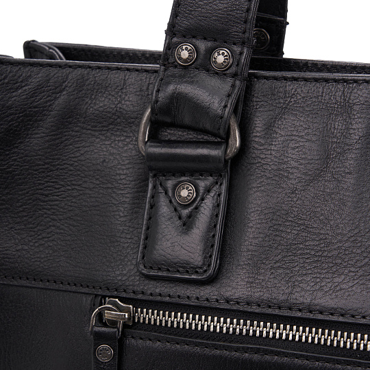 Деловая сумка Dr.Koffer из натуральной кожи черная