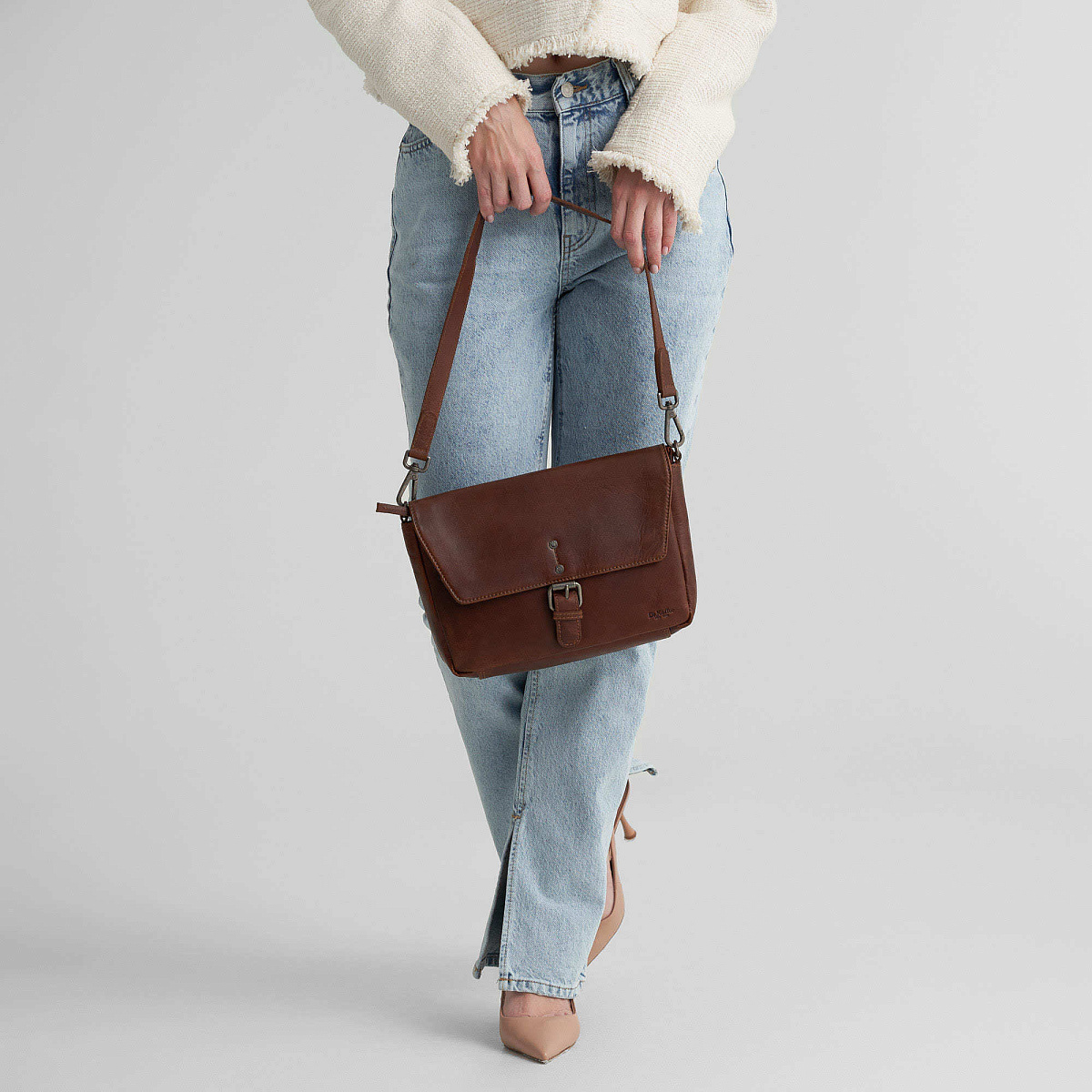 Женская сумка Dr.Koffer из натуральной кожи светло-коричневая