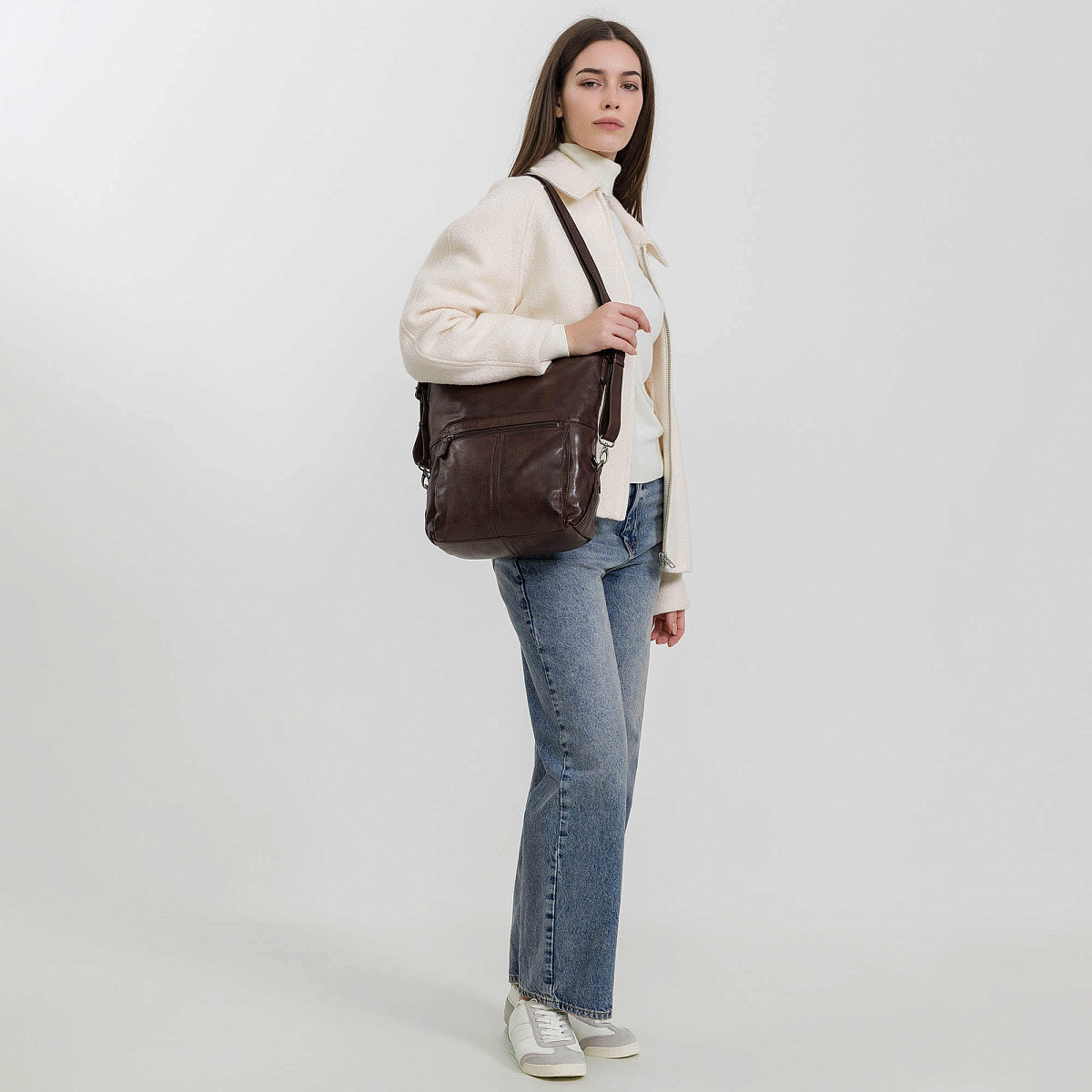 Сумка через плечо Dr.Koffer из натуральной кожи коричневая