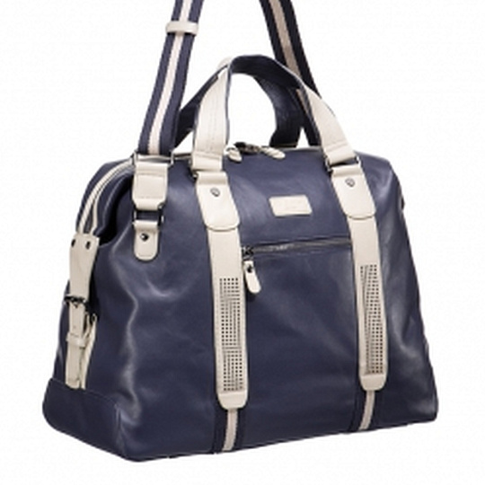 Сумка дорожная Dr.Koffer из натуральной кожи синяя