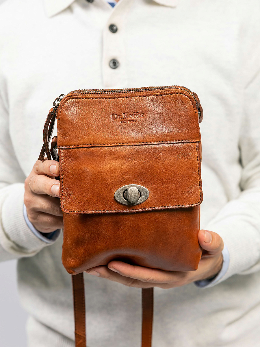 Сумка через плечо Dr.Koffer из натуральной кожи коричневая
