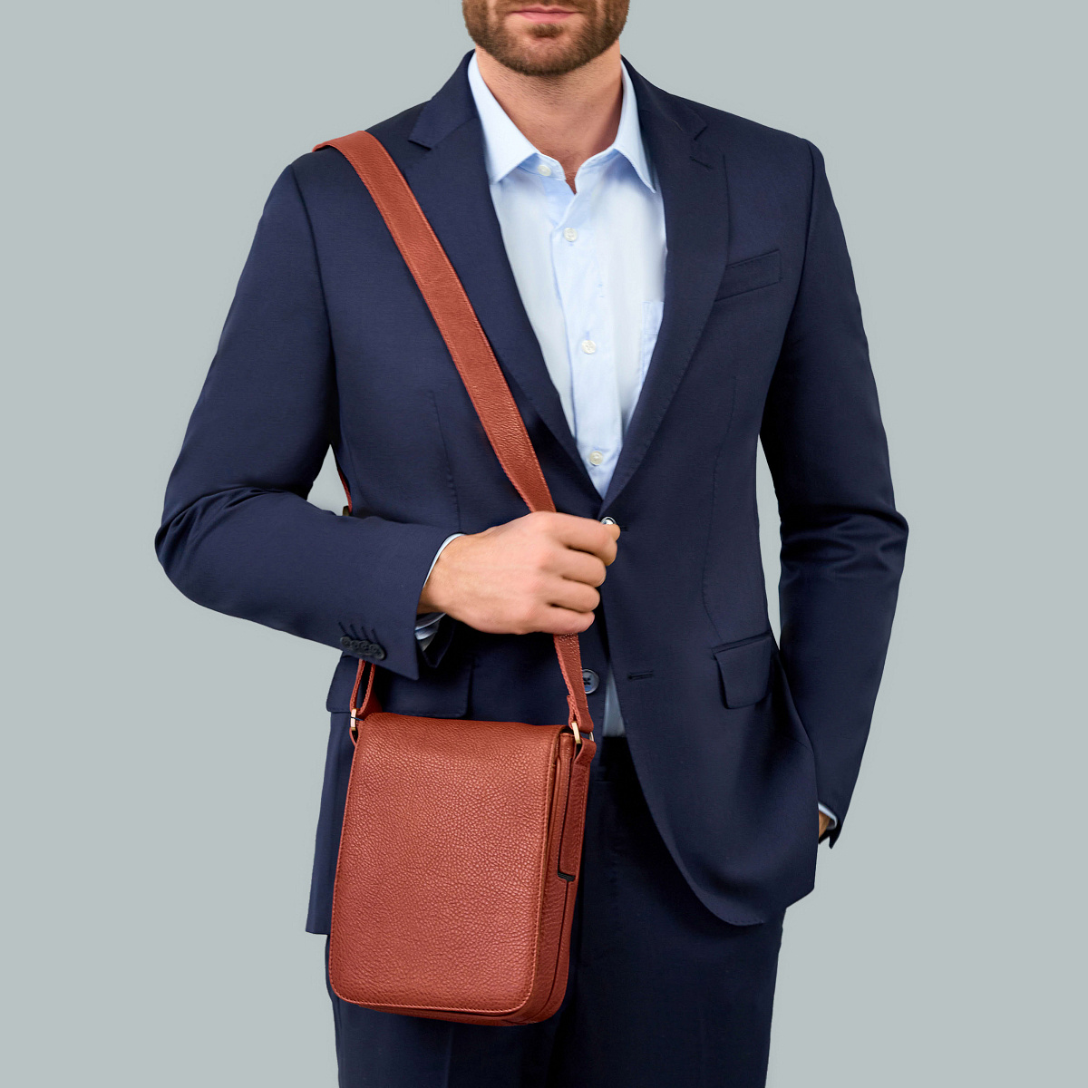 Сумка через плечо Dr.Koffer из натуральной кожи коричневая