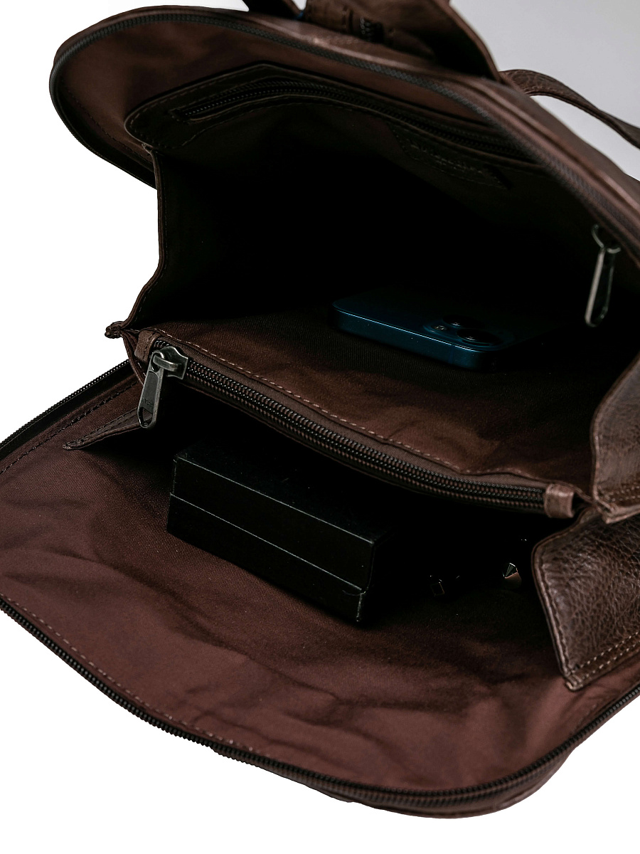 Рюкзак Dr.Koffer из натуральной кожи темно-коричневый