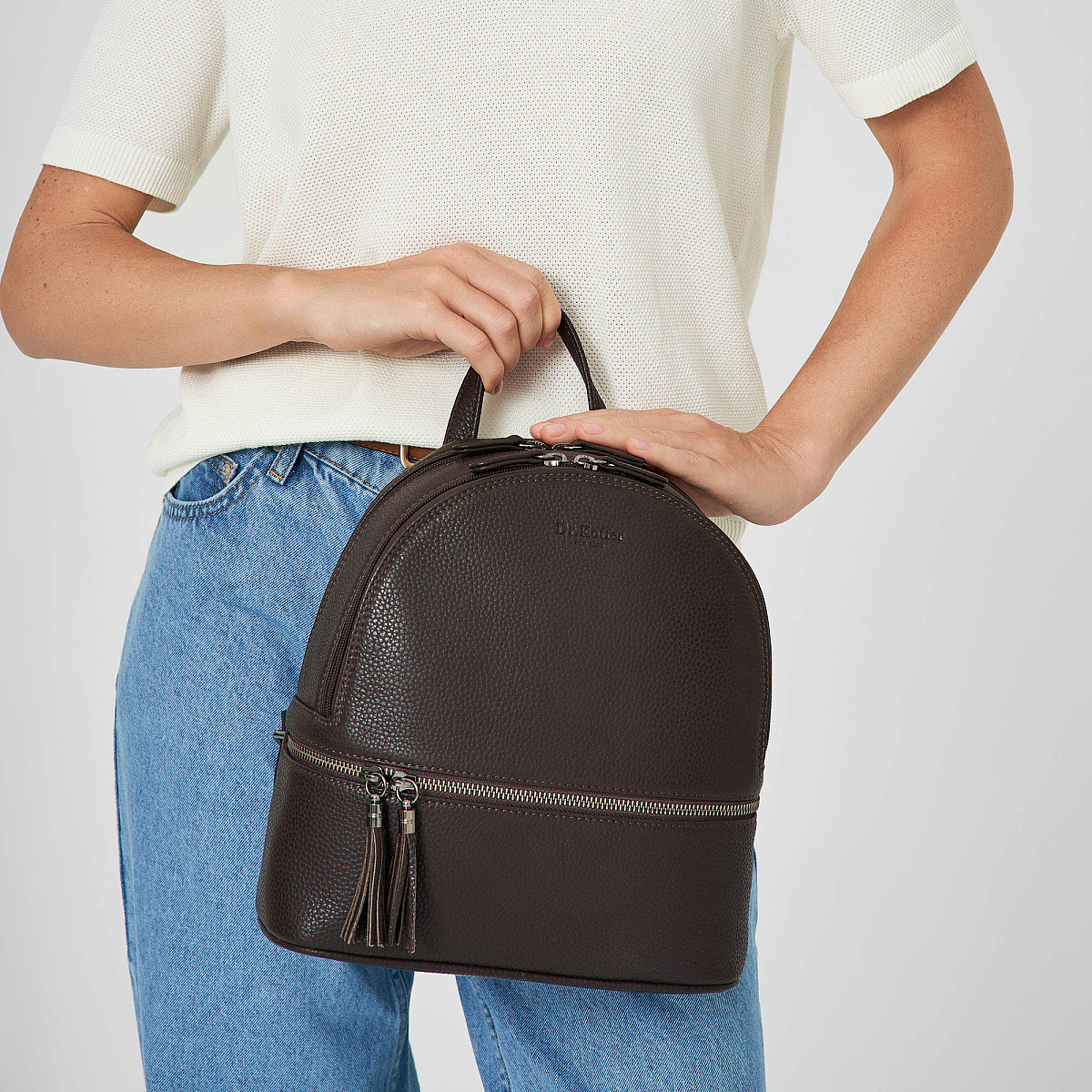 Рюкзак Dr.Koffer из натуральной кожи темно-коричневый