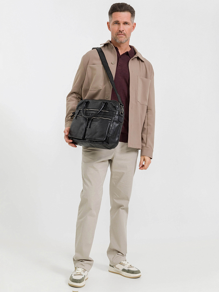 Деловая сумка Dr.Koffer из натуральной кожи черная