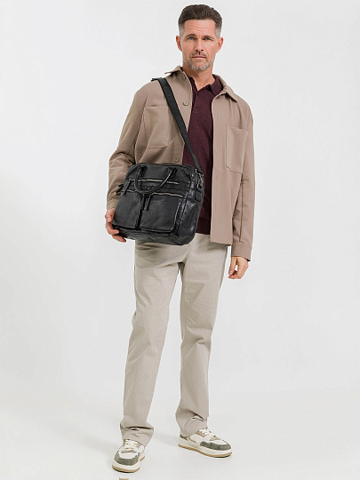 Деловая сумка Dr.Koffer из натуральной кожи черная