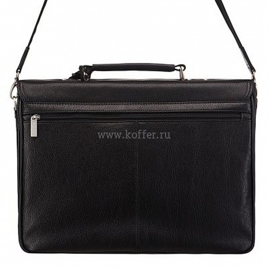 Классический портфель вытянутой формы с застежками на замках и съемным плечевым ремнем (черного цвета) Dr.Koffer B285050-02-04