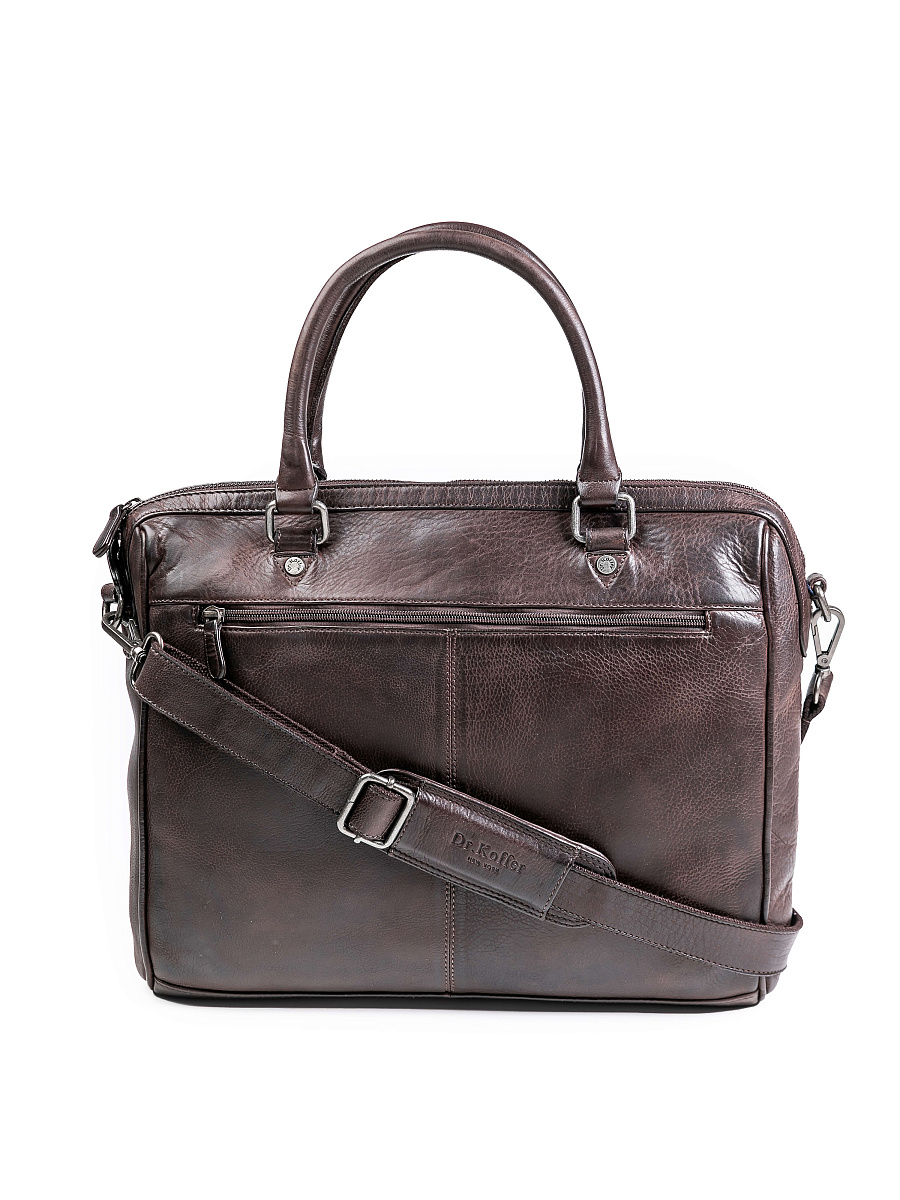 Деловая сумка Dr.Koffer из натуральной кожи темно-коричневая