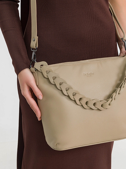 Женская сумка Dr.Koffer из натуральной кожи бежевая