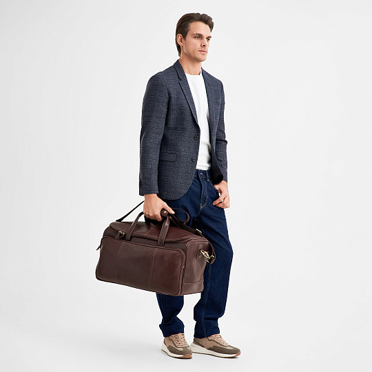 Сумка дорожная Dr.Koffer из натуральной кожи коричневая