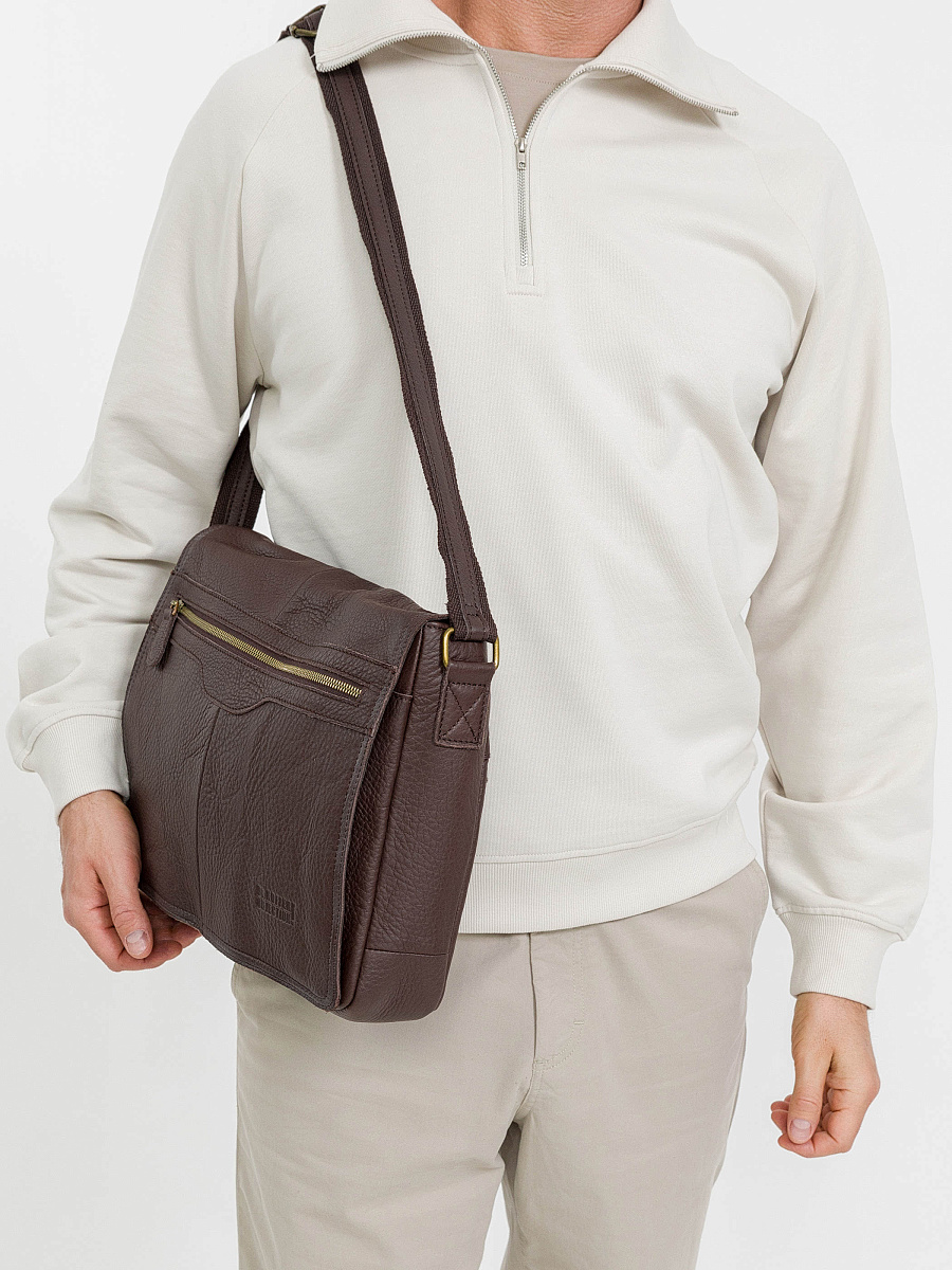 Деловая сумка Dr.Koffer из натуральной кожи темно-коричневая