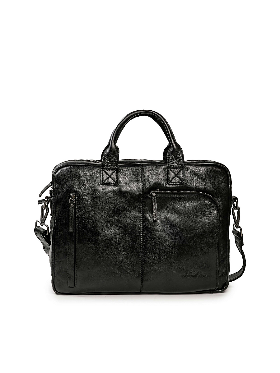 Деловая сумка Dr.Koffer из натуральной кожи черная