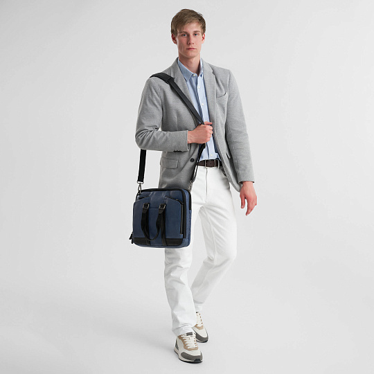 Деловая сумка Dr.Koffer из натуральной кожи синяя