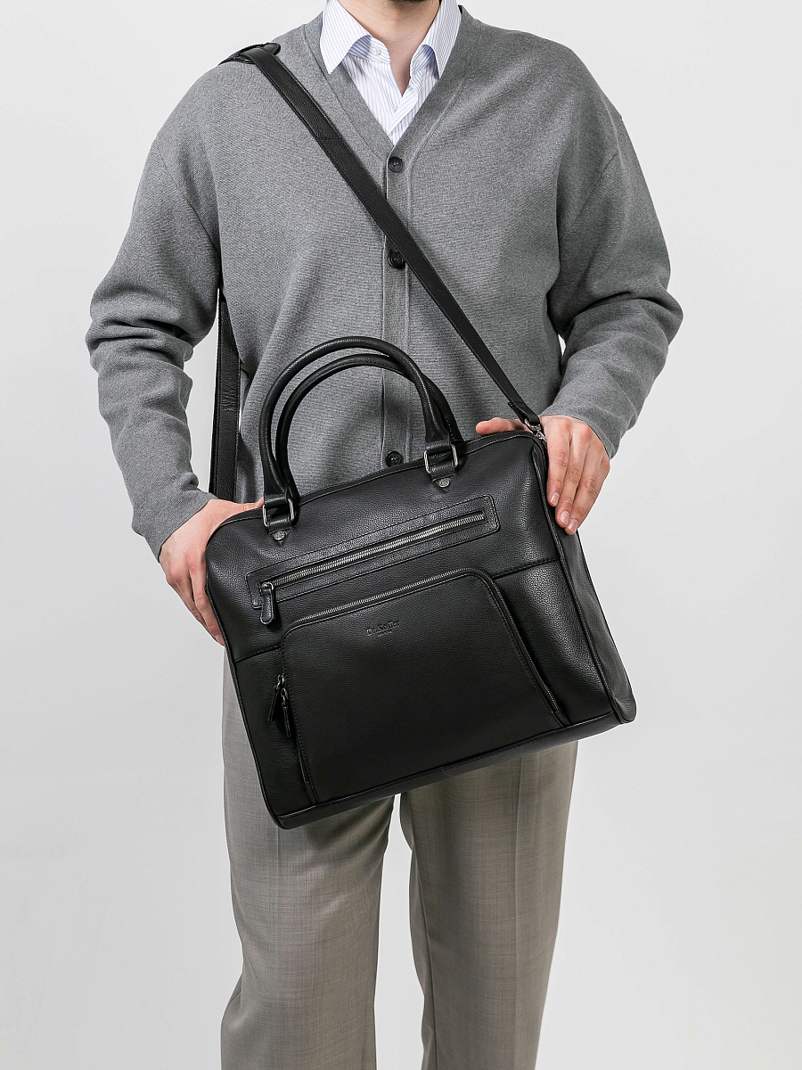 Деловая сумка Dr.Koffer из натуральной кожи черная