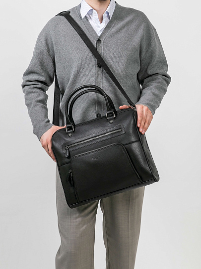 Деловая сумка Dr.Koffer из натуральной кожи черная