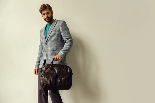 Деловая сумка Dr.Koffer из натуральной кожи темно-коричневая