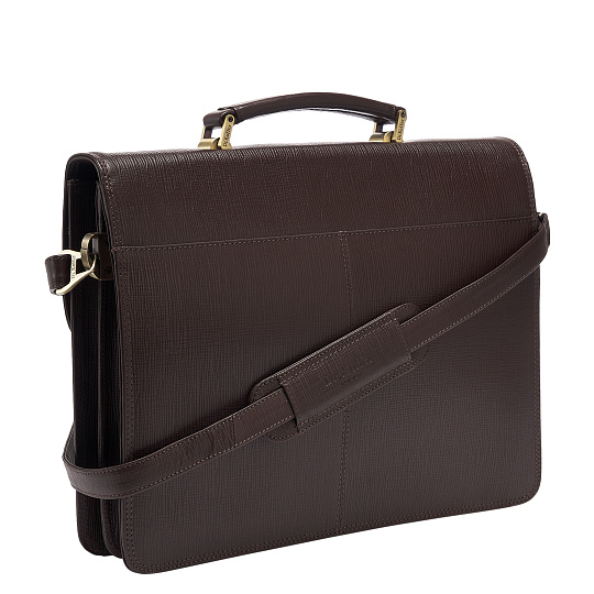 Портфель Dr.Koffer из натуральной кожи темно-коричневый