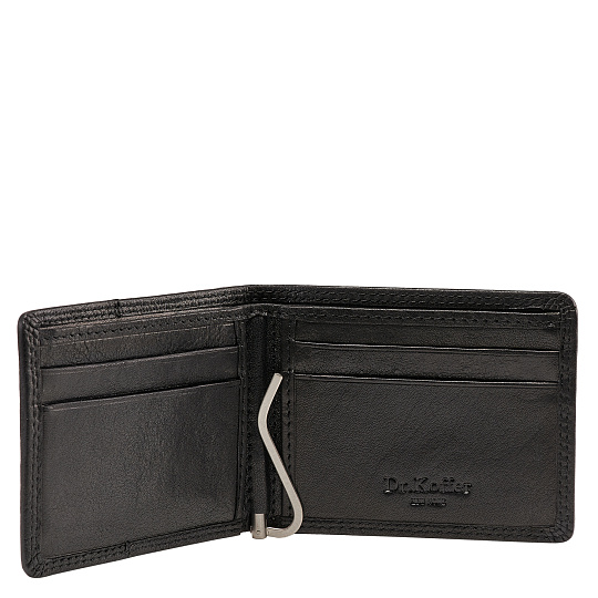 Зажим для денег Dr.Koffer из натуральной кожи черный