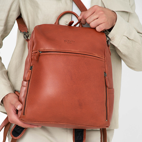 Рюкзак Dr.Koffer из натуральной кожи светло-коричневый