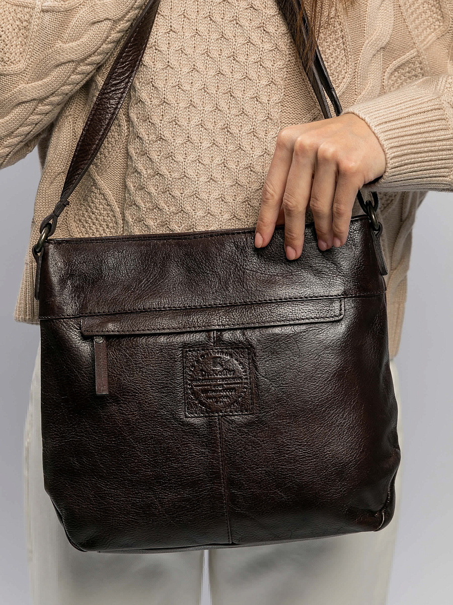 Сумка через плечо Dr.Koffer из натуральной кожи коричневая