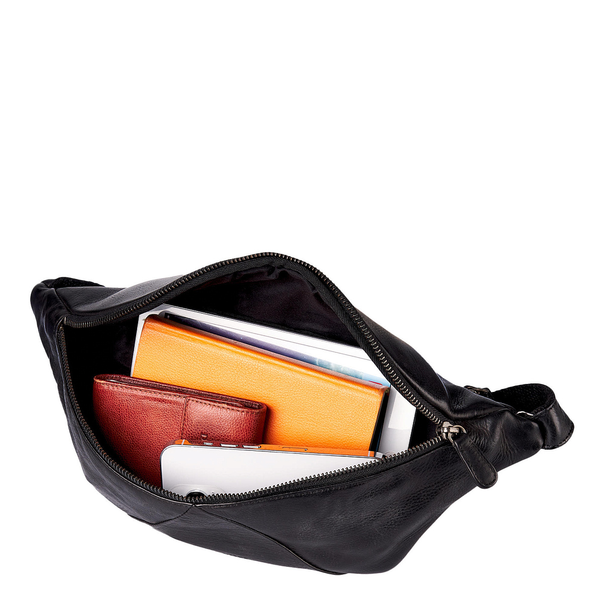 Сумка на пояс Dr. Koffer из натуральной кожи черная