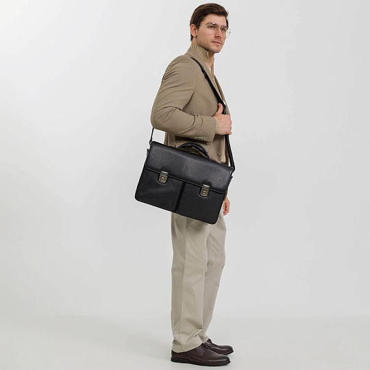 Портфель Dr.Koffer из натуральной кожи черный