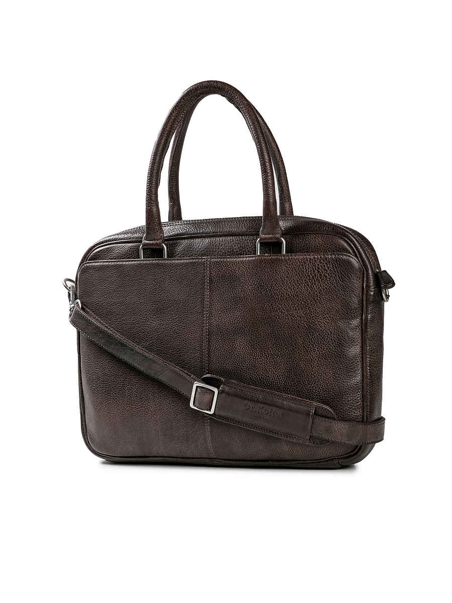 Деловая сумка Dr.Koffer из натуральной кожи темно-коричневая