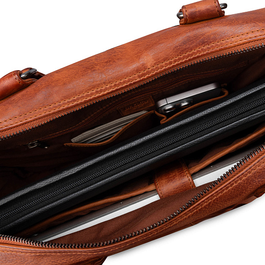 Деловая сумка Dr.Koffer из натуральной кожи коричневая