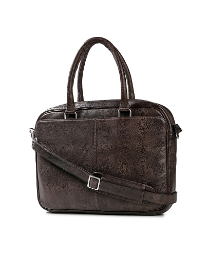 Деловая сумка Dr.Koffer из натуральной кожи темно-коричневая