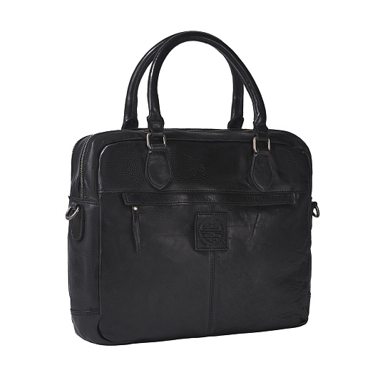 Деловая сумка Dr.Koffer из натуральной кожи черная