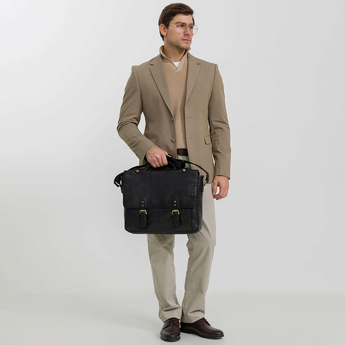 Портфель Dr.Koffer из натуральной кожи черный