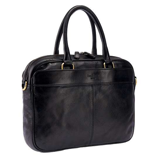 Деловая сумка Dr.Koffer из натуральной кожи черная
