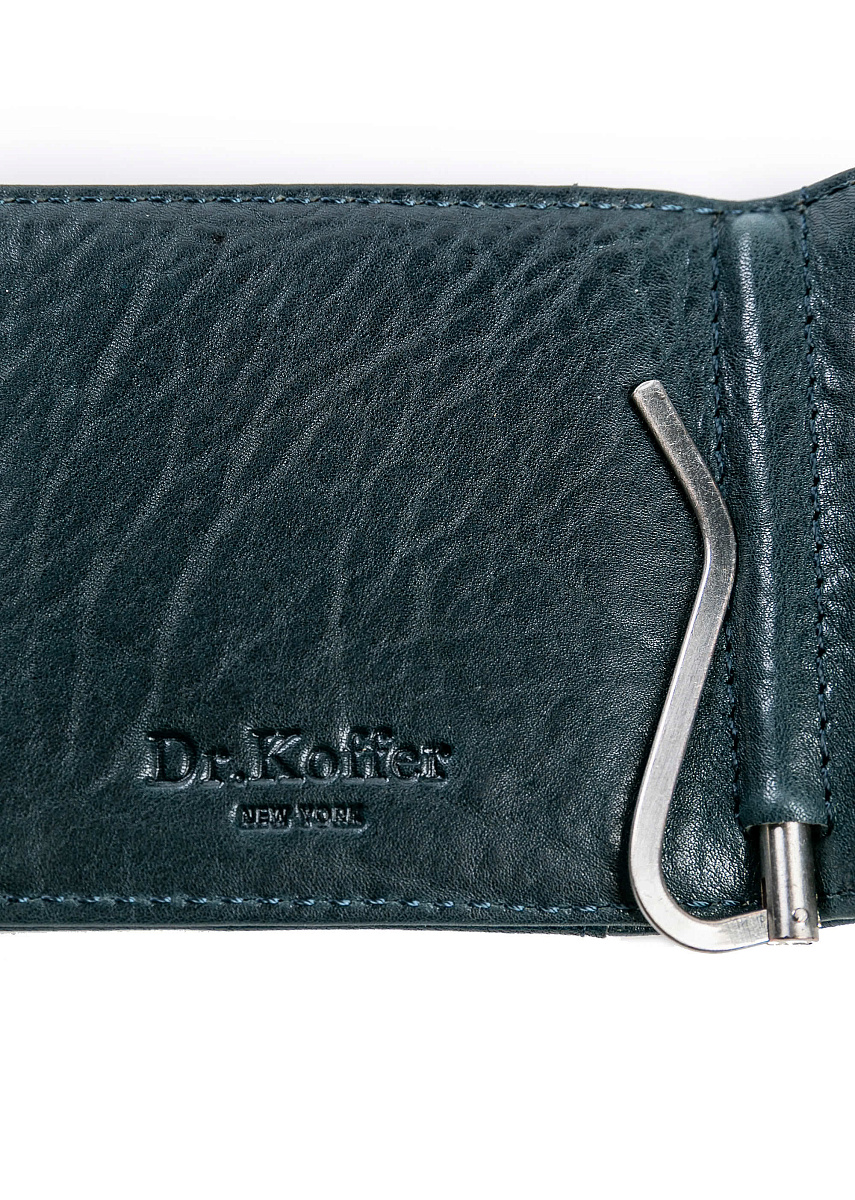 Зажим для денег Dr.Koffer из натуральной кожи синий