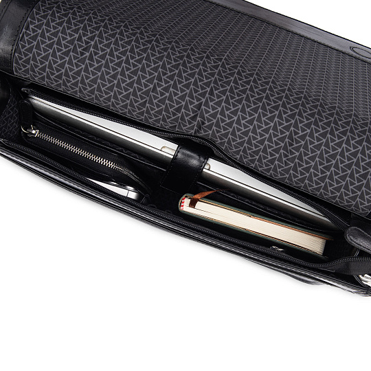 Деловая сумка Dr.Koffer из натуральной кожи черная