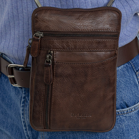 Сумка через плечо Dr.Koffer из натуральной кожи коричневая