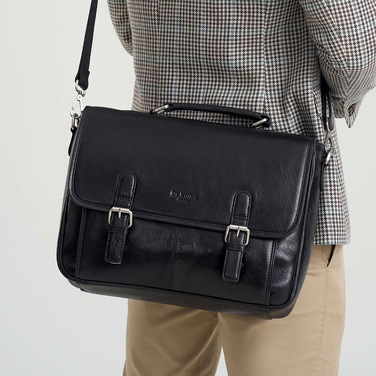 Портфель Dr.Koffer из натуральной кожи черный