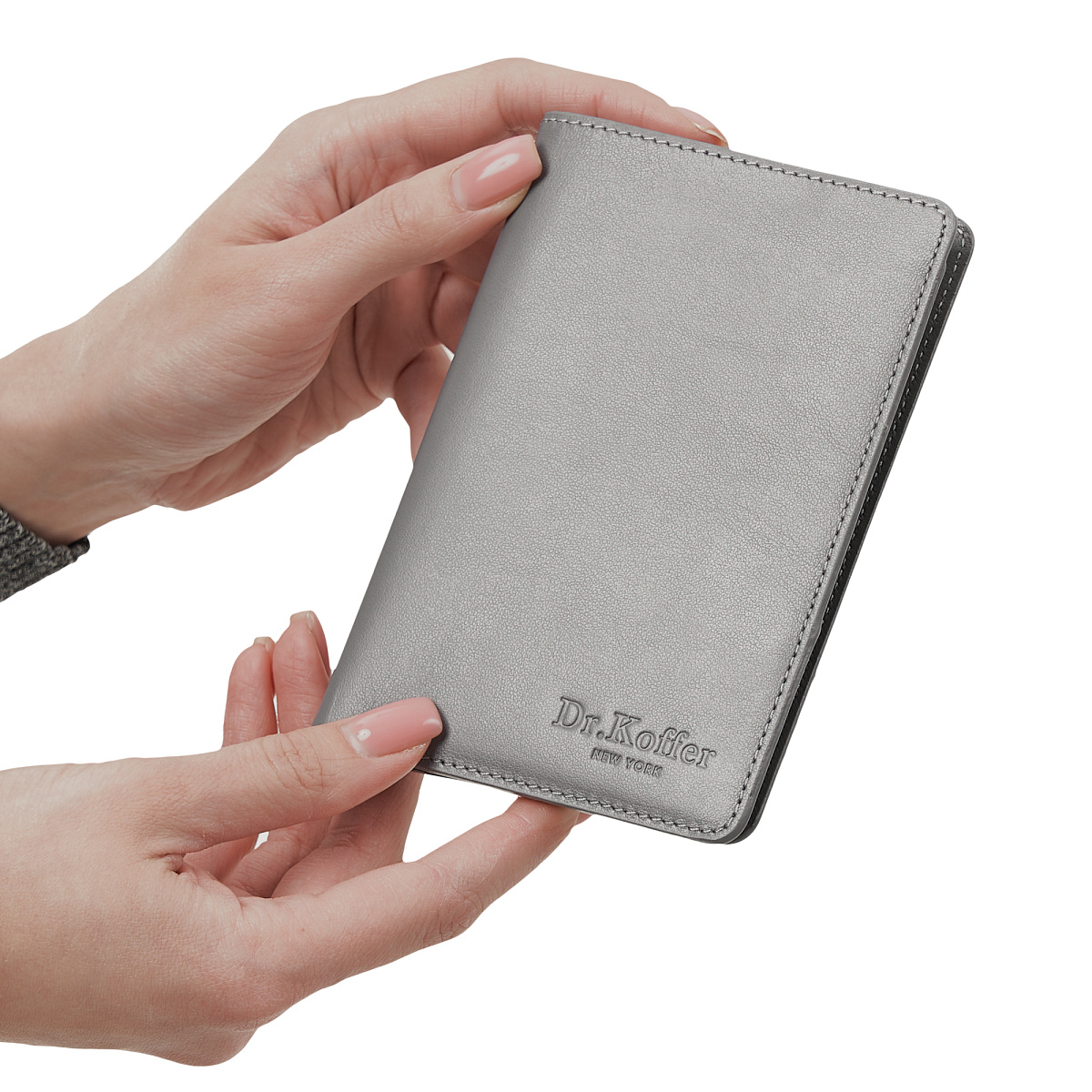 Обложка для паспорта Dr.Koffer из натуральной кожи серая