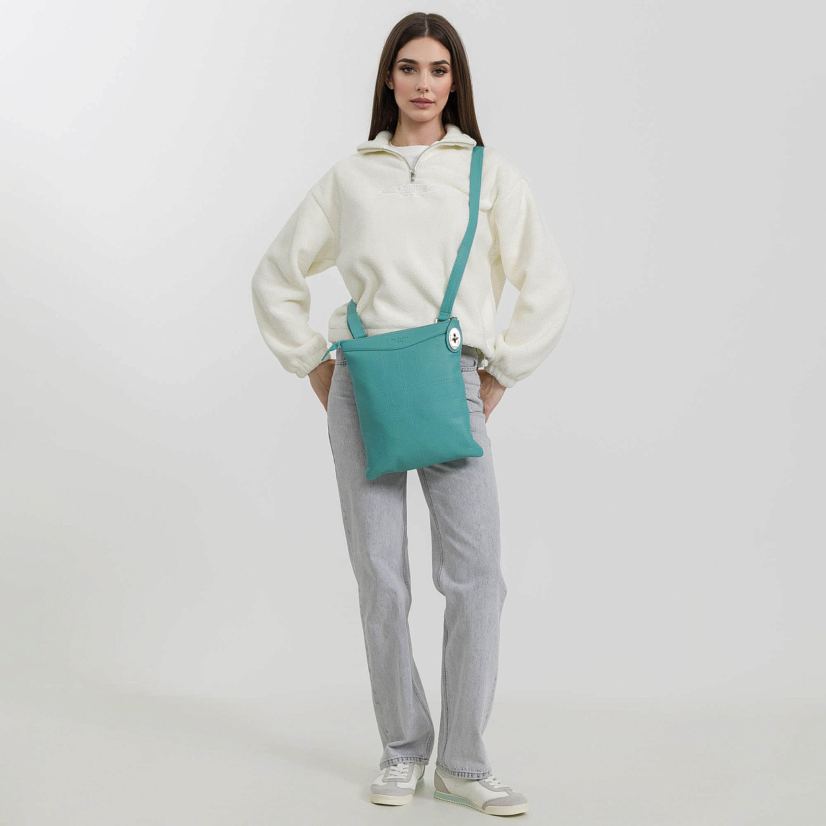 Сумка через плечо Dr.Koffer из натуральной кожи зеленая