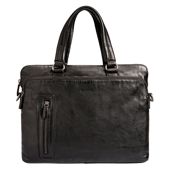 Деловая сумка Dr.Koffer из натуральной кожи черная