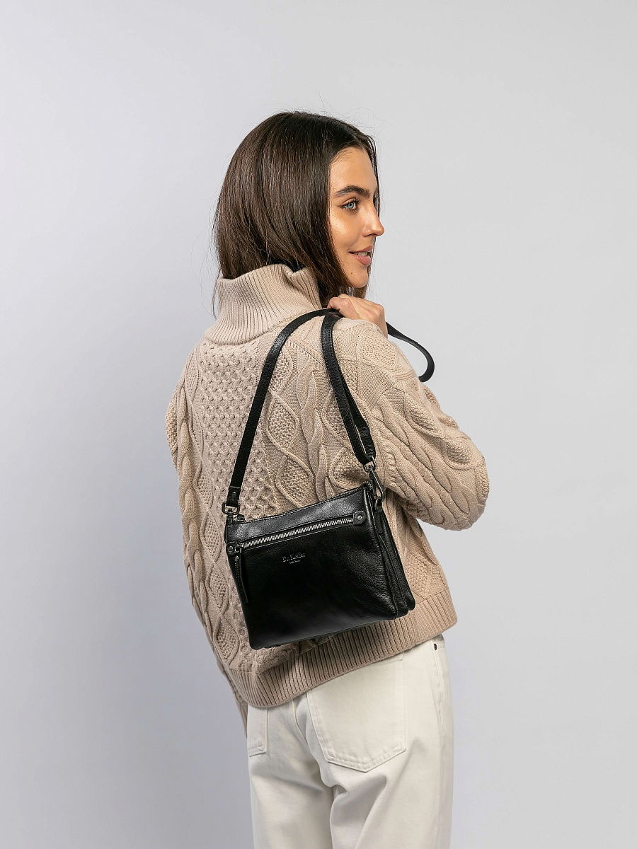 Сумка через плечо Dr.Koffer из натуральной кожи черная