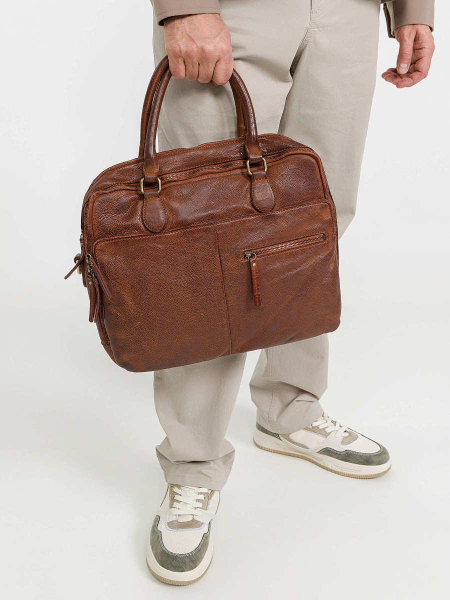 Деловая сумка Dr.Koffer из натуральной кожи коричневая