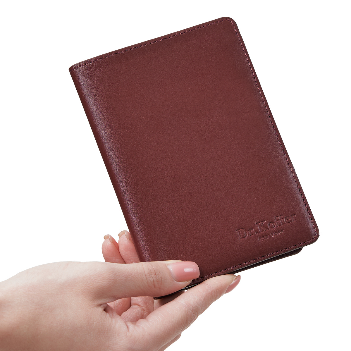 Обложка для паспорта Dr.Koffer из натуральной кожи бордо