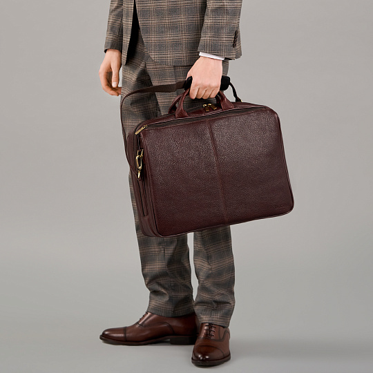 Деловая сумка Dr.Koffer из натуральной кожи темно-коричневая