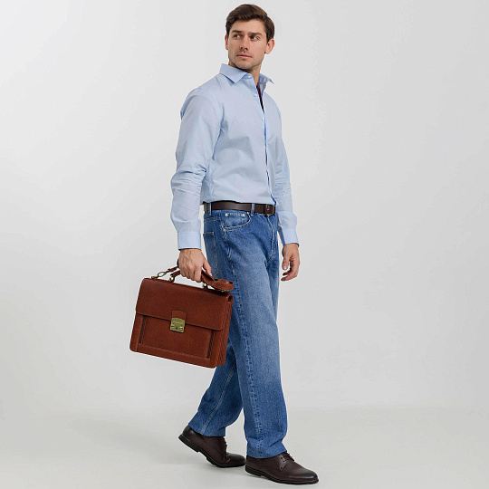 Портфель Dr.Koffer из натуральной кожи светло-коричневый