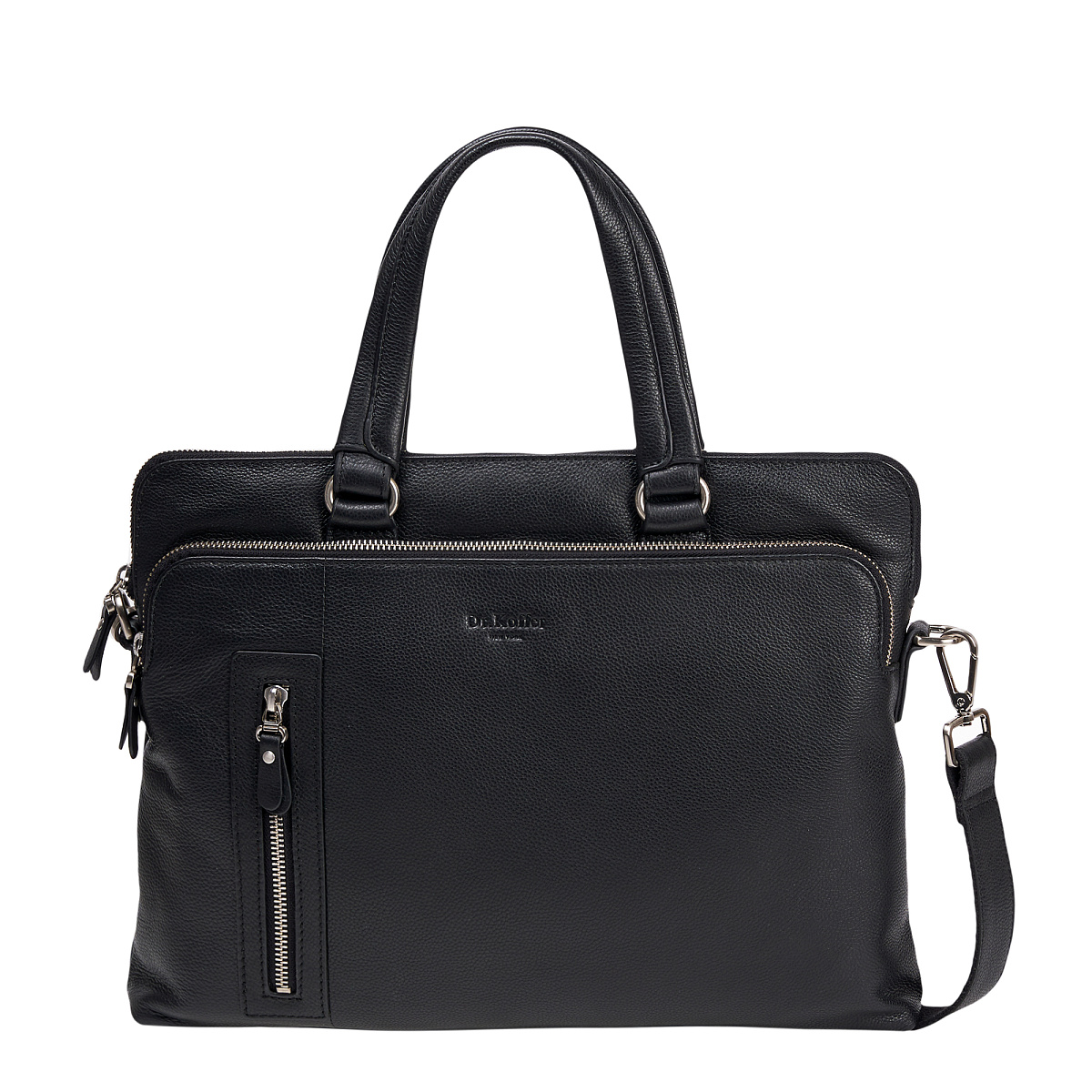 Деловая сумка Dr.Koffer из натуральной кожи черная