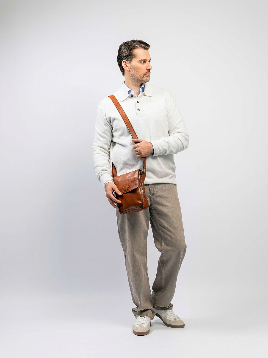 Сумка через плечо Dr.Koffer из натуральной кожи коричневая