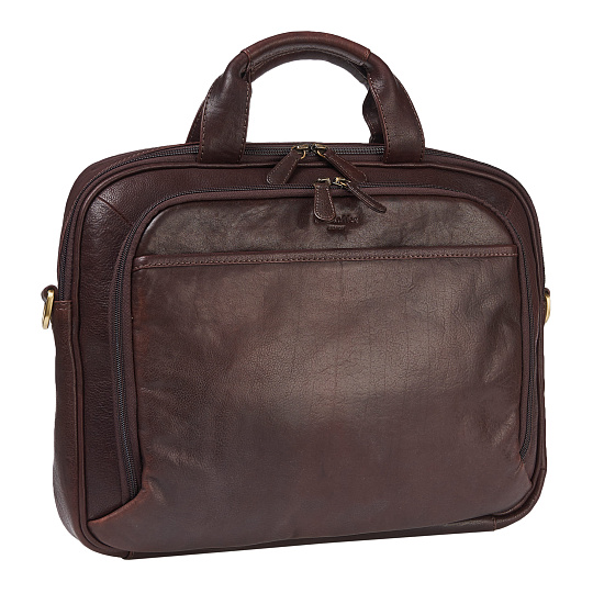 Деловая сумка Dr.Koffer из натуральной кожи темно-коричневая
