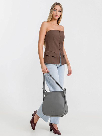 Женская сумка Dr.Koffer из натуральной кожи серая